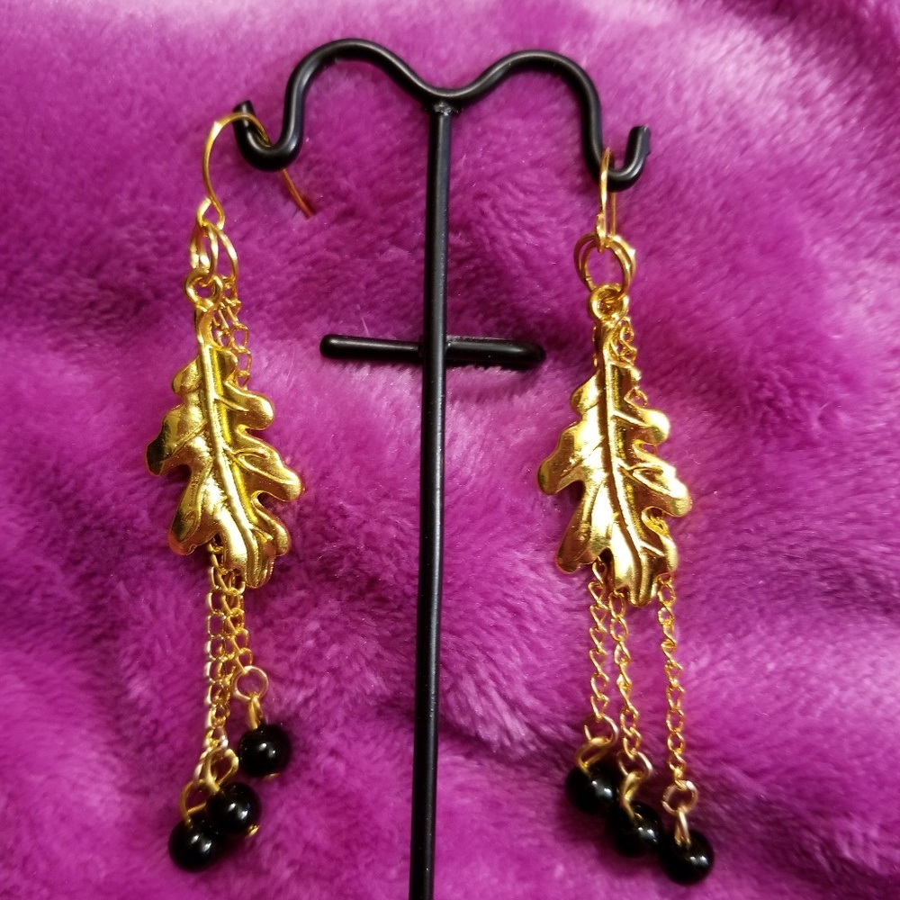 Gold Leaf Dangle Earrings